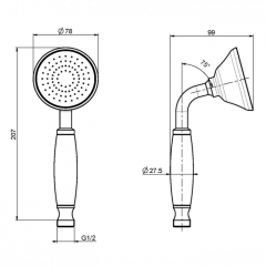 FIMA|Carlo Frattini Wellness Ручной душ из латуни, с белой керамической ручкой, цвет бронза