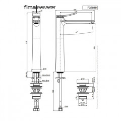Fima Carlo Frattini, Bathroom Flo' Смеситель для раковины, на 1 отв., высота 260мм, вынос излива 160мм, донный клапан, цвет-хром