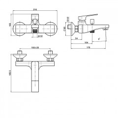 FIMA|Carlo Frattini Fit Смеситель для ванной, настенный, без душ. комплекта, излив 170мм, цвет: хром