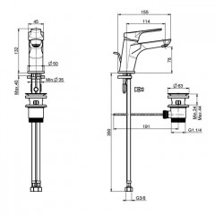 FIMA|Carlo Frattini Serie 4 Смеситель для раковины, высота 132 мм., с донным клапаном, цвет хром