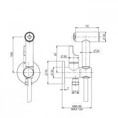 Fima Carlo Frattini Collettività Гигиенический душ, настенный, со шлангом 120см., цвет: золото (внешняя часть смесителя)