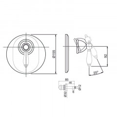FIMA|Carlo Frattini Herend Смеситель для душа встроенный, с переключателем на 2 источника, внешняя часть, цвет хром