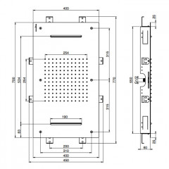 FIMA|Carlo Frattini Wellness Верхний душ Harmonia 700x400 мм., встраиваемый в потолок, 2 режима: дождь, 2 каскада; нержавеющая сталь, цвет хром