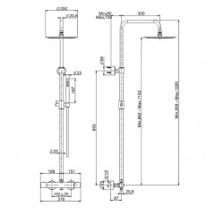 FIMA|Carlo Frattini Wellness Смеситель для душа внешнего монтажа, с душевой стойкой, верхним душем 250 мм. и душевым комплектом, цвет хром