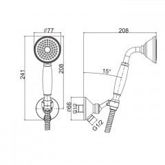 FIMA|Carlo Frattini Wellness Душевой комплект с ручным душем с белой керамической ручкой, держатель с выпуском и металлическим шлангом 1500мм, цв хром