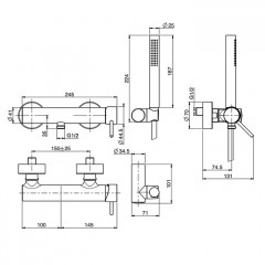 Fima Carlo Frattini Spillo Up Смеситель для душа, настенный, с ручным душем, цвет: золото
