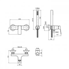 FIMA|Carlo Frattini Fit Смеситель для душа, настенный, с душ. комплектом, цвет: черный матовый