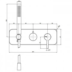 Fima Carlo Frattini Snap Смеситель для душа, встраиваемый, с ручным душем, 2 источника, цвет: чёрный матовый