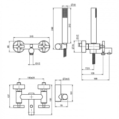 FIMA|Carlo Frattini Maxima Смеситель для ванны внешнего монтажа, с душевым комплектом, цвет хром