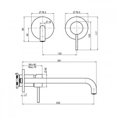 Fima Carlo Frattini SPILLO UP Смеситель для раковины встраиваемый, однорычажный, излив 250 мм., внешняя часть, цвет: чёрный матовый