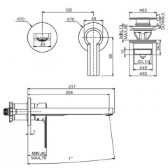 Fima Carlo Frattini Mast Cмеситель для раковины, встраиваемый, излив: 20.4см., цвет: чёрный матовый