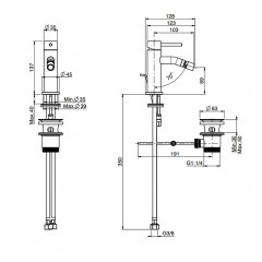 Fima Carlo Frattini Spillo-up Смеситель для биде, ручка "XS", с донным клапаном , цвет: чёрный матовый