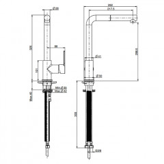 Fima Carlo Frattini Kitchen Смеситель для кухни, на 1 отв., с выдвижной лейкой, цвет: чёрный матовый