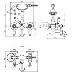 FIMA|Carlo Frattini Herend Смеситель для ванны внешнего монтажа, с душевым комплектом, цвет хром