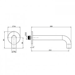 FIMA|Carlo Frattini Излив для настенного монтажа, длина 207 мм., цвет браш черный хром