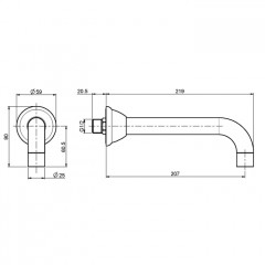 FIMA|Carlo Frattini Wellness Излив для настенного монтажа, длина 207 мм., цвет хром