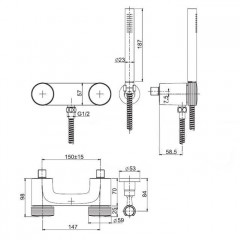 FIMA|Carlo Frattini Texture Collection Смеситель для душа внешнего монтажа, ручки "H", без накладок, с душевым комплектом, цвет хром (без накладок)