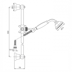 FIMA|Carlo Frattini Wellness Душевая штанга с ручным душем с белой керамической ручкой и металлическим шлангом 1500 мм., цвет бронза