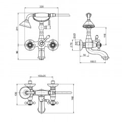 FIMA|Carlo Frattini Elizabeth Смеситель для ванны внешнего монтажа, с душевым комплектом, цвет хром