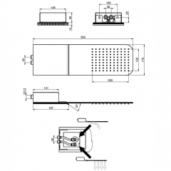 FIMA|Carlo Frattini Wellness Верхний душ 553х170 мм., настенного монтажа, 2 режима: дождь, каскад; цвет хром