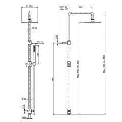 FIMA|Carlo Frattini Wellness Душевая стойка с верхним душем 250х250 мм. и душевым комплектом, цвет хром