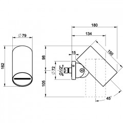 GESSI 316 DIAMANTATO Верхний душ 79 мм., с настенным креплением, водопад, цвет Steel Brushed