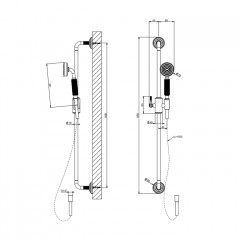 GESSI VENTI20 Штанга для душа 800 мм., с ручным душем и шлангом 1500 мм., цвет хром