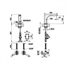 GESSI RILIEVO Смеситель для раковины, электронный, с кран-фильтром для регулировки температуры и напора воды, цвет хром