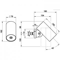 GESSI 316 DIAMANTATO Верхний душ 79 мм., с настенным креплением, распыление, цвет Steel Brushed