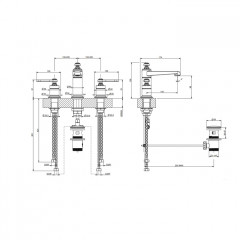 GESSI VENTI20 Смеситель для раковины на 3 отверстия, высота излива 98 мм., в комплекте с донным клапаном, цвет черный матовый