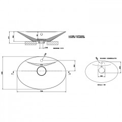 Gessi Cono Накладная раковина из Cristalplant 739x495xh150 мм, с переливом и 1м отв. под смеситель, цвет: матовый белый
