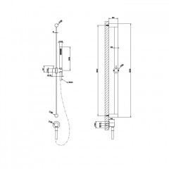 GESSI 316 Штанга в комплекте с душевой лейкой с легкой очисткой, шланг 1,50 м, вывод воды из стены, цвет: steel brushed