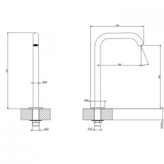 GESSI 316 Отдельно стоящий излив h=230мм , цвет Black XL