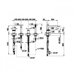 Gessi Anello Смеситель для ванны на 4 отверстия: излив, девиатор, шланг, лейка, цвет: хром