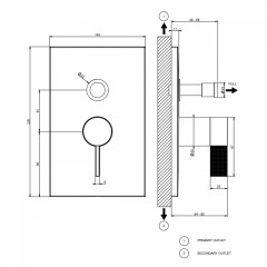 GESSI INVERSO DIAMANTATO Внешняя часть настенного смесителя на 2 выхода с перекл ванна/душ, цвет: Copper Brushed PVD