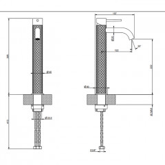GESSI 316 Смеситель высокий для раковины на 1 отверстие без донного клапана, h=305мм , излив 123мм, цвет: brushed black metal pvd
