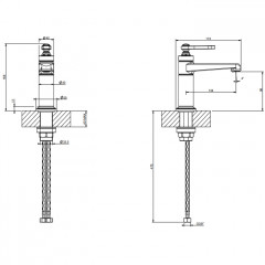GESSI VENTI20 Смеситель для раковины на 1 отверстие, однорычажный, без донного клапана, цвет Black Metal PVD