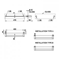 Gessi 316 Полотенцедержатель для крепления на стекло, 45 см, цвет: Steel Brushed