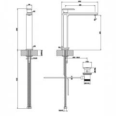 Gessi Eleganza Смеситель для раковины на 1 отверстие, высокий, с донным клапаном, цвет: золото