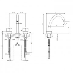 GESSI Origini Смеситель для раковины на 3 отв, без донного клапапна, в компл с отд вставкой, цвет Copper Brushed PVD