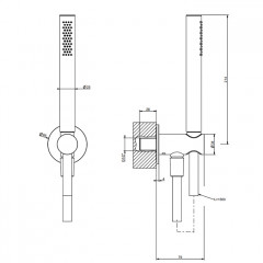 GESSI 316 Душевой комплект, + вывод, держатель, шланг 1,50 м и душевая лейка, цвет: brushed black metal pvd