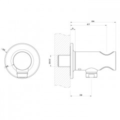 GESSI INCISO Вывод воды с держателем для душевой лейки на 1/2", цвет: finox