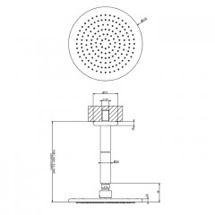 Gessi Goccia Верхний душ для потолочного крепления 216мм с инд.высотой (50-1800мм), цвет: белый