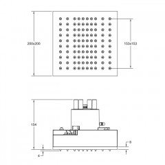 GESSI BINARIO Модуль 200х200 мм., тропический ливень, установка Easy-Fix, сенсорное управление, цвет Mirror Steel