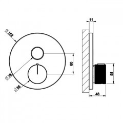 GESSI HI-FI COMFORT Смеситель настенный встраиваемый, термостатический, с 1 запорной кнопкой, цвет хром
