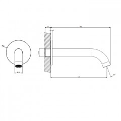 GESSI 316 Настенный излив 146мм на 1/2", комбинируемый с удаленным управлением (не входит в комплект), цвет: brushed black metal pvd