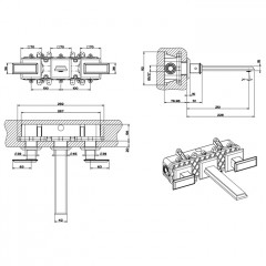 Gessi Eleganza Встраиваемый смеситель для раковины на 3 отверстия, без донного клапана, с изливом(внешние части), цвет: черный металлик