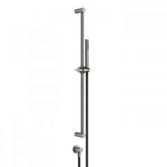 GESSI 316 Штанга в комплекте с душевой лейкой с легкой очисткой, шланг 1,50 м, вывод воды из стены, цвет: steel brushed