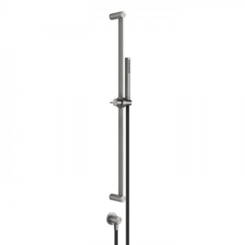 GESSI 316 Штанга в комплекте с душевой лейкой с легкой очисткой, шланг 1,50 м, вывод воды из стены, цвет: steel brushed