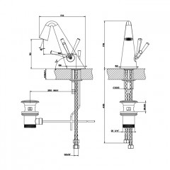 Gessi Cono Смеситель для раковины с донным клапаном на 1 1/4", соединительные шланги на 3/8, цвет Black XL